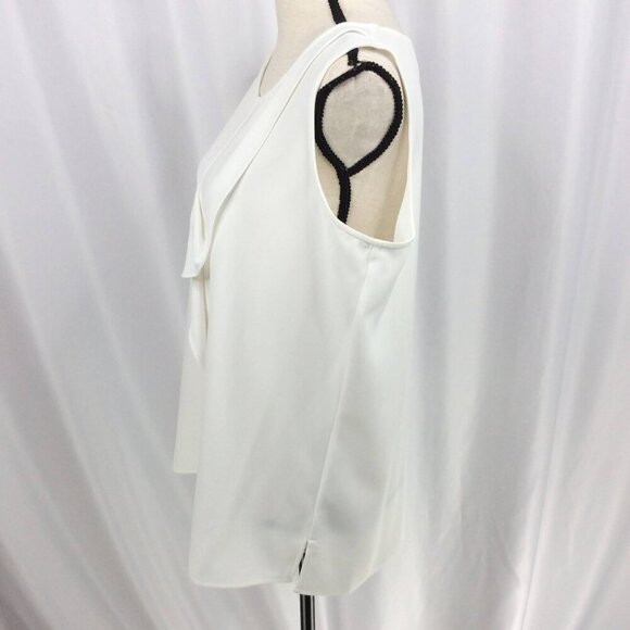Tommy Hilfiger Camisole Tank Top Womens Size Large White Ruffle Sleeveless Sheer - Picture 4 of 9